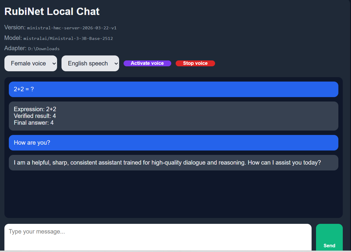 RubiNet local chat example