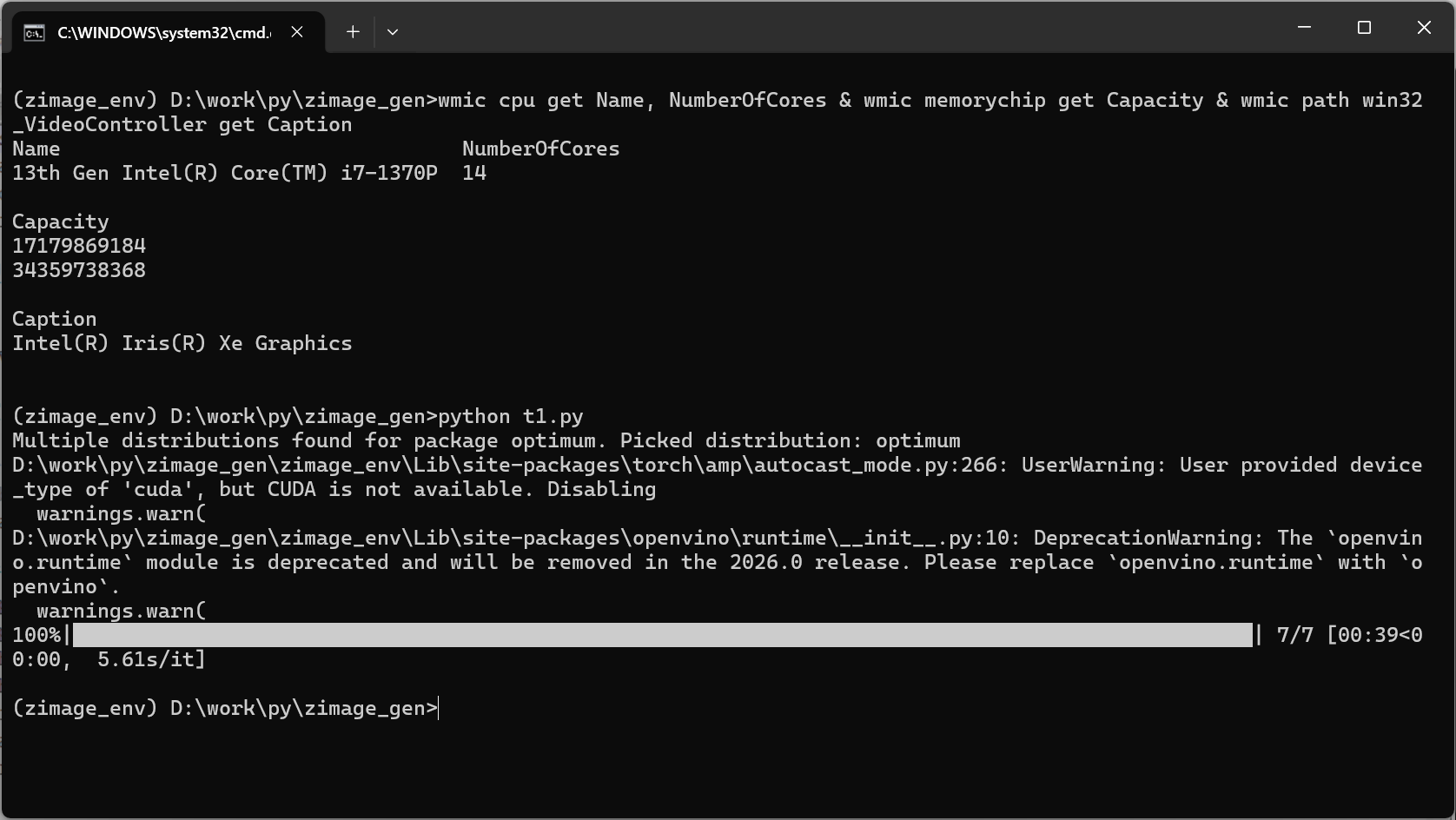 Z-Image OpenVINO Performance